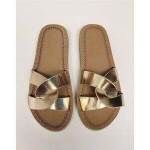 Bamboo Gold Metallic Flat Sandals Size 5.5